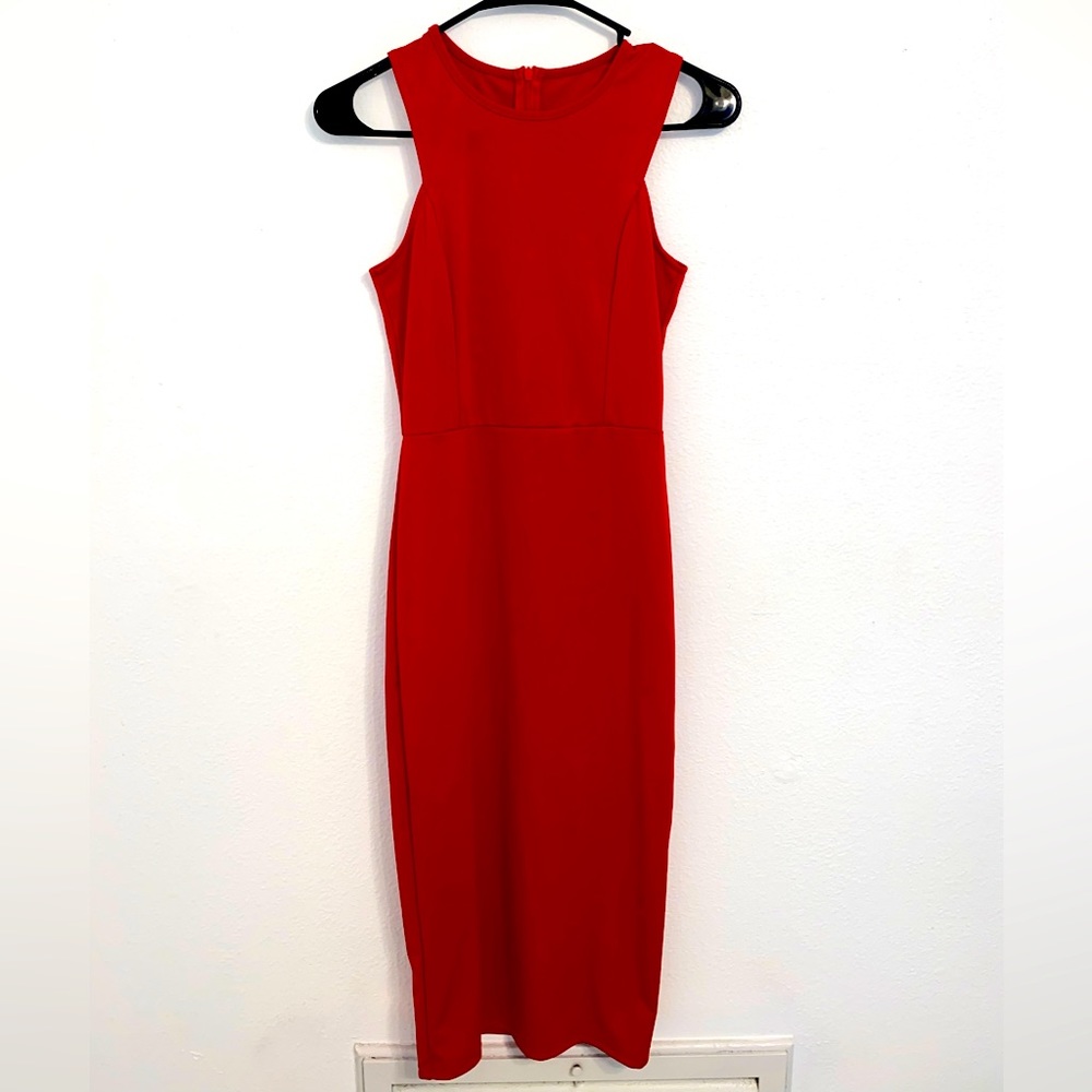 Red Mid Length Bodycon Dress